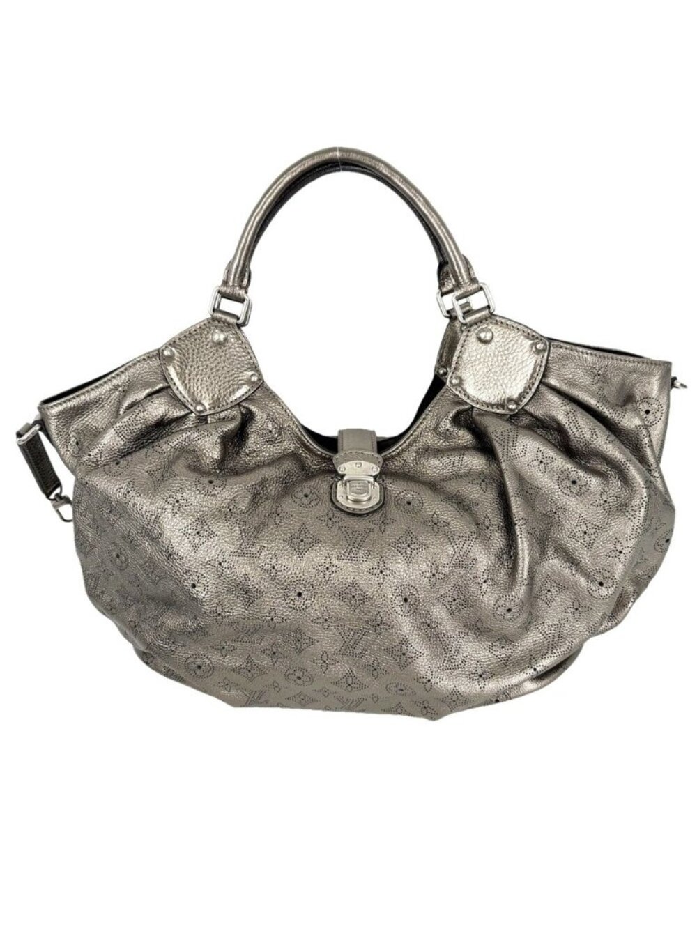 Louis Vuitton Handbag Monogram Mahina L Tote Shoulder Metallic Blanc Antique